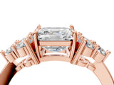 Rose gold Asscher Cut Brilliant Diamond Cluster Accent Solitaire Ring with Prong Setting_7