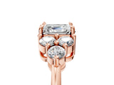 Rose gold Asscher Cut Brilliant Diamond Cluster Accent Solitaire Ring with Prong Setting_8