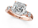 Rose gold Asscher Cut Brilliant Diamond Five-Stone Engagement Ring with Prong Setting on a Classic Band_4
