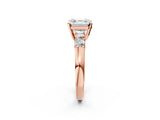 Rose gold Asscher Cut Brilliant Diamond Five-Stone Engagement Ring with Prong Setting on a Classic Band_5