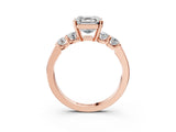 Rose gold Asscher Cut Brilliant Diamond Five-Stone Engagement Ring with Prong Setting on a Classic Band_6