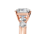 Rose gold Asscher Cut Brilliant Diamond Five-Stone Engagement Ring with Prong Setting on a Classic Band_8