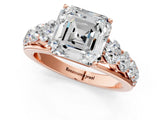 Rose gold Asscher Cut Brilliant Diamond Pavé Band with Six-Prong Setting_16