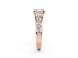 Rose gold Asscher Cut Brilliant Diamond Pavé Band with Six-Prong Setting_17
