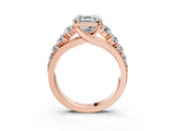 Rose gold Asscher Cut Brilliant Diamond Pavé Band with Six-Prong Setting_18
