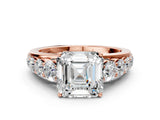 Rose gold Asscher Cut Brilliant Diamond Pavé Band with Six-Prong Setting_3
