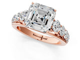 Rose gold Asscher Cut Brilliant Diamond Pavé Band with Six-Prong Setting_4