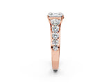 Rose gold Asscher Cut Brilliant Diamond Pavé Band with Six-Prong Setting_5