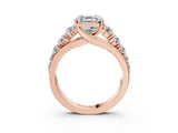 Rose gold Asscher Cut Brilliant Diamond Pavé Band with Six-Prong Setting_6
