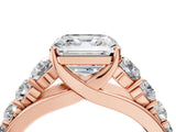 Rose gold Asscher Cut Brilliant Diamond Pavé Band with Six-Prong Setting_7