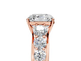 Rose gold Asscher Cut Brilliant Diamond Pavé Band with Six-Prong Setting_8