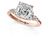 Rose gold Asscher Cut Brilliant Diamond Solitaire Ring with Pear Side Stones and Four-Prong Setting_4