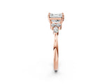 Rose gold Asscher Cut Brilliant Diamond Solitaire Ring with Pear Side Stones and Four-Prong Setting_5