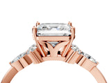 Rose gold Asscher Cut Brilliant Diamond Solitaire Ring with Pear Side Stones and Four-Prong Setting_7