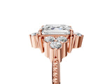 Rose gold Asscher Cut Brilliant Diamond with Cluster Setting on a Beaded Band and Four-Prong Setting_8