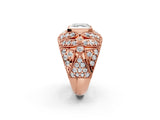 Rose gold Asscher Cut Brilliant Halo Pave Diamond Milgrain Ring_11