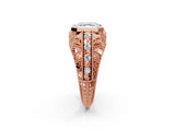 Rose gold Asscher Cut Brilliant Milgrain Filigree Diamond Ring with Square Prong Setting_15