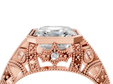 Rose gold Asscher Cut Brilliant Milgrain Filigree Diamond Ring with Square Prong Setting_17
