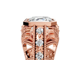 Rose gold Asscher Cut Brilliant Milgrain Filigree Diamond Ring with Square Prong Setting_18