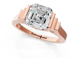 Rose gold Asscher Cut Brilliant Solitaire Diamond Ring with Channel Set Band and Bar Prong Setting_21