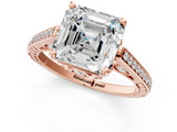 Rose gold Asscher Cut Cathedral Pave Diamond Engagement Ring with Six-Prong Setting_33