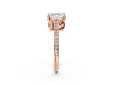 Rose gold Asscher Cut Cathedral Pave Diamond Engagement Ring with Six-Prong Setting_34
