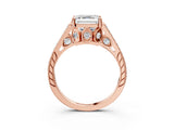 Rose gold Asscher Cut Cathedral Pave Diamond Engagement Ring with Six-Prong Setting_35