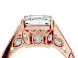 Rose gold Asscher Cut Cathedral Pave Diamond Engagement Ring with Six-Prong Setting_36