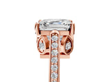 Rose gold Asscher Cut Cathedral Pave Diamond Engagement Ring with Six-Prong Setting_37