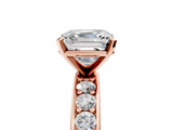 Rose gold Asscher Cut Channel Set Diamond Engagement Ring with Four-Prong Setting_11