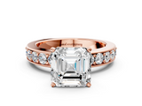 Rose gold Asscher Cut Channel Set Diamond Engagement Ring with Four-Prong Setting_6