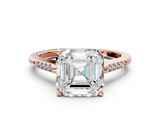 Rose gold Asscher Cut Channel Set Solitaire Engagement Ring with Four-Prong Setting_7