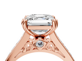 Rose gold Asscher Cut Channel Set Solitaire Engagement Ring with Prong Setting_10