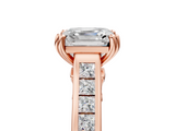 Rose gold Asscher Cut Channel Set Solitaire Engagement Ring with Prong Setting_11
