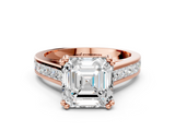 Rose gold Asscher Cut Channel Set Solitaire Engagement Ring with Prong Setting_6