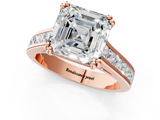 Rose gold Asscher Cut Channel Set Solitaire Engagement Ring with Prong Setting_7