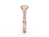 Rose gold Asscher Cut Channel Set Solitaire Engagement Ring with Prong Setting_8