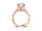 Rose gold Asscher Cut Channel Set Solitaire Engagement Ring with Prong Setting_9