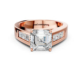 Rose gold Asscher Cut Cut Channel Set Solitaire Ring with Four-Prong Setting_3