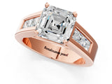 Rose gold Asscher Cut Cut Channel Set Solitaire Ring with Four-Prong Setting_4