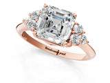 Rose gold Asscher Cut Cut Diamond Cluster Ring with Solitaire Band and Four-Prong Setting_16