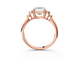Rose gold Asscher Cut Cut Diamond Cluster Ring with Solitaire Band and Four-Prong Setting_18