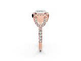 Rose gold Asscher Cut Cut Diamond Halo Engagement Ring with Open Split Pavé Band_11