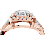 Rose gold Asscher Cut Cut Diamond Halo Engagement Ring with Open Split Pavé Band_13