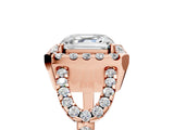 Rose gold Asscher Cut Cut Diamond Halo Engagement Ring with Open Split Pavé Band_14