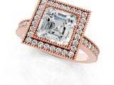 Rose gold Asscher Cut-Cut Diamond Halo Engagement Ring with Pave Band and Prong Setting_10