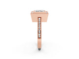 Rose gold Asscher Cut-Cut Diamond Halo Engagement Ring with Pave Band and Prong Setting_11