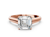 Rose gold Asscher Cut Cut Diamond Solitaire Engagement Ring with Tapered Plain Band and Four-Prong Setting_15