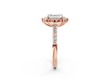 Rose gold Asscher Cut Cut Diamond Sunburst Halo Engagement Ring with Pavé Band_5
