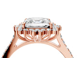 Rose gold Asscher Cut Cut Diamond Sunburst Halo Engagement Ring with Pavé Band_7